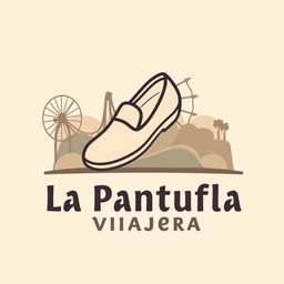 A minimalist, retro logo design for a theme park travel agency named "La Pantufla Viajera"