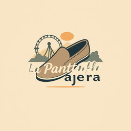 A minimalist, retro logo design for a theme park travel agency named "La Pantufla Viajera"