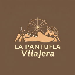 A minimalist, retro logo design for a theme park travel agency named "La Pantufla Viajera"