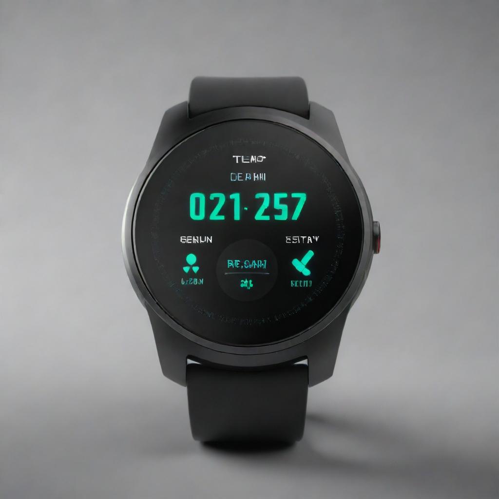 A futuristic smartwatch with an ultra-modern design. The watch interface displays various health metrics and disease detection indicators.