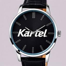 A quartz powered men's watch inspired by the word "Kartel," featuring a bold and stylish design