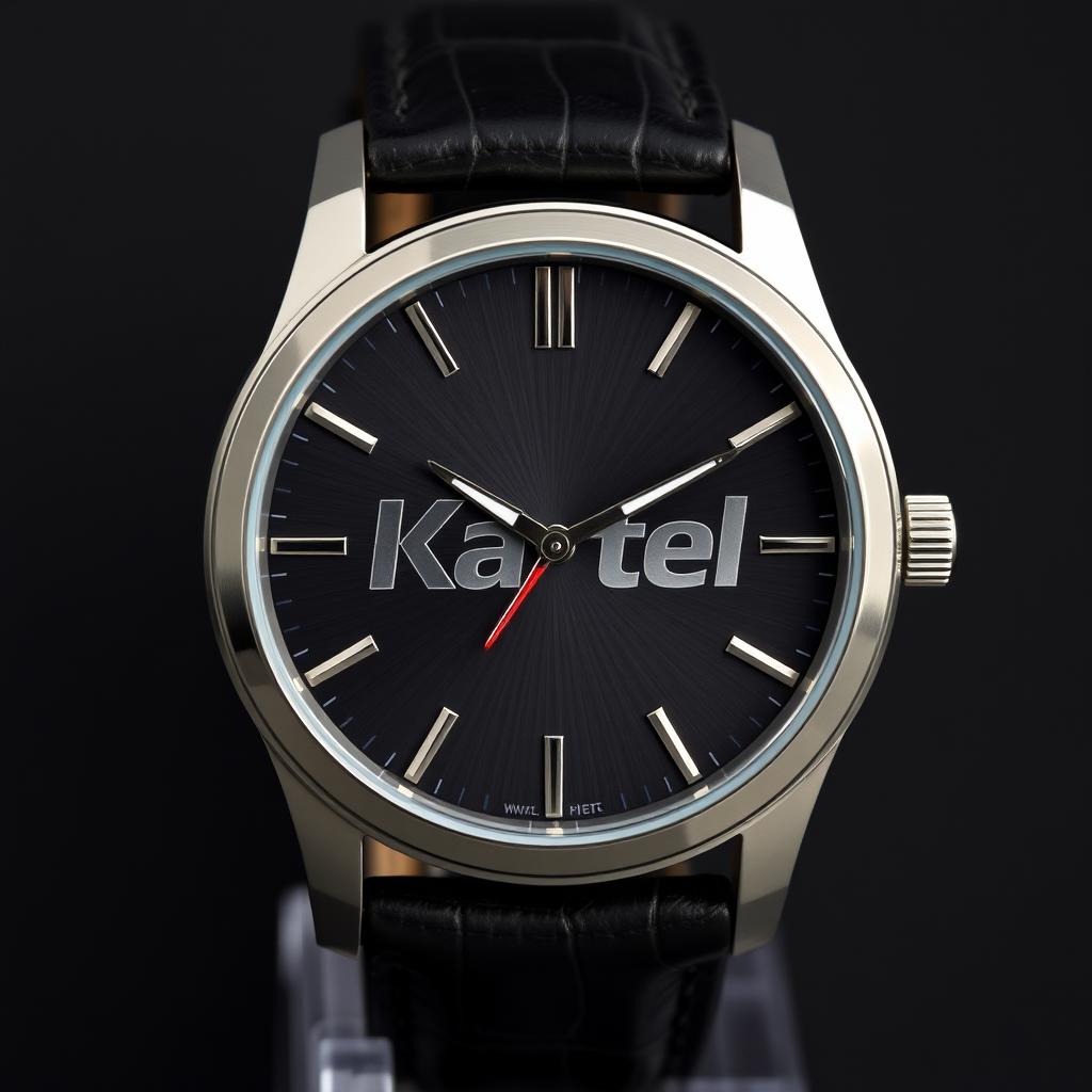 A quartz powered men's watch inspired by the word "Kartel," featuring a bold and stylish design