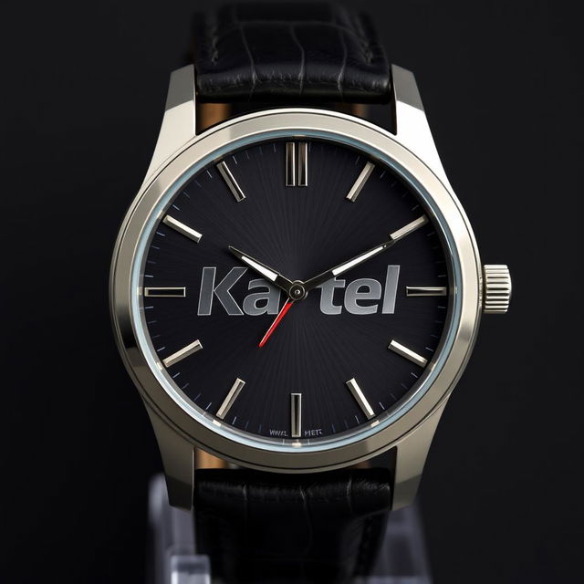 A quartz powered men's watch inspired by the word "Kartel," featuring a bold and stylish design