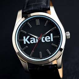 A quartz powered men's watch inspired by the word "Kartel," featuring a bold and stylish design