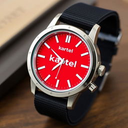 A quartz powered men's watch inspired by Timex, featuring a vibrant red face designed with influences from Edinburgh