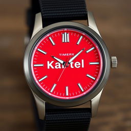 A quartz powered men's watch inspired by Timex, featuring a vibrant red face designed with influences from Edinburgh