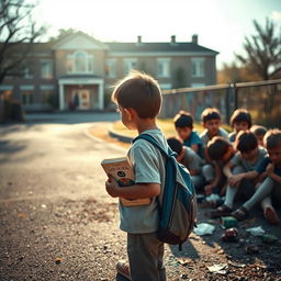 A heartfelt image of a young child, embodying ambition and determination, standing alone in a bright, hopeful environment