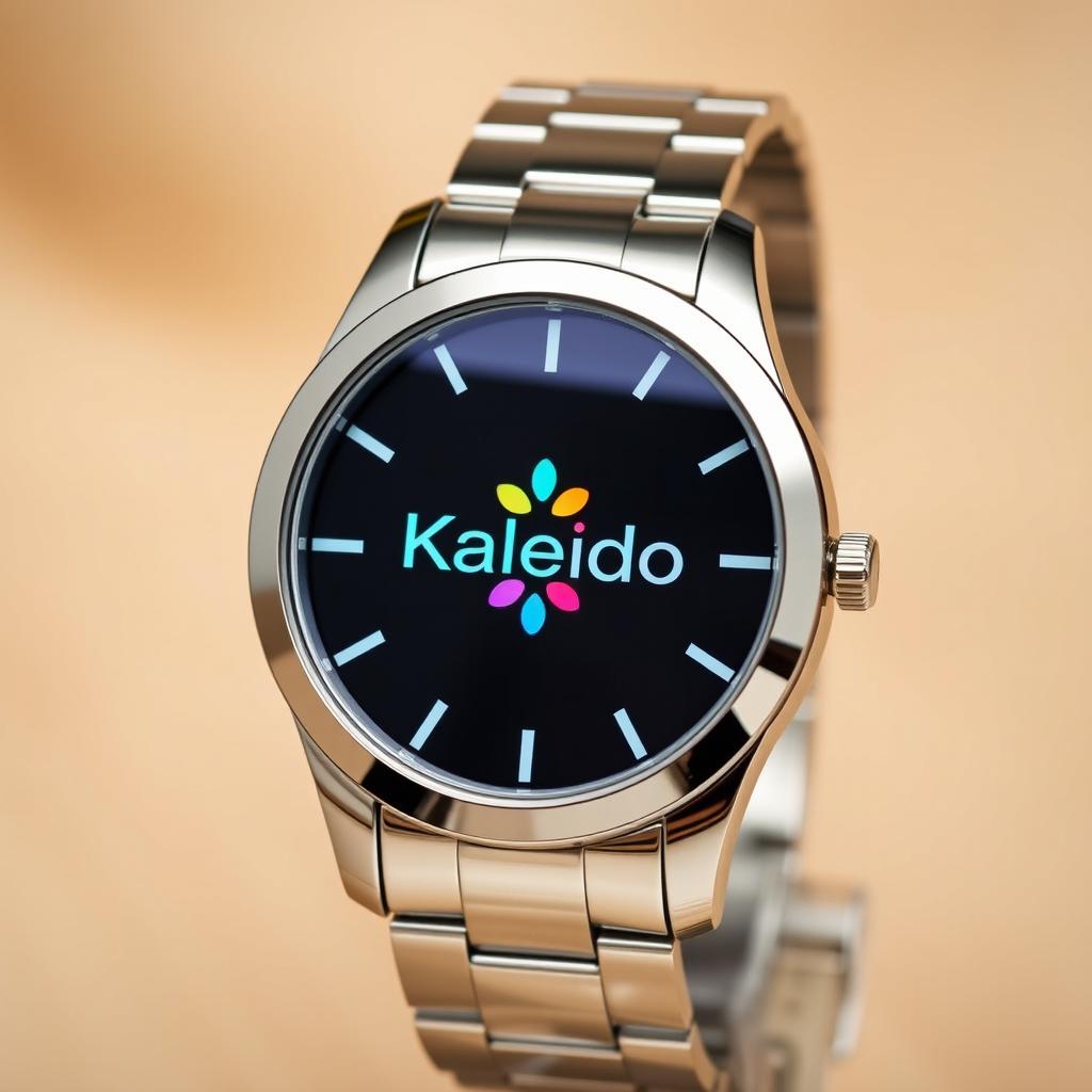 A modern, stylish wristwatch prominently displaying the logo 'Kaleido' on the face