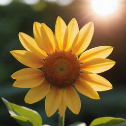 An energetic sun casting light on a blossoming flower symbolizing growth and goodness.