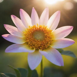 An energetic sun casting light on a blossoming flower symbolizing growth and goodness.