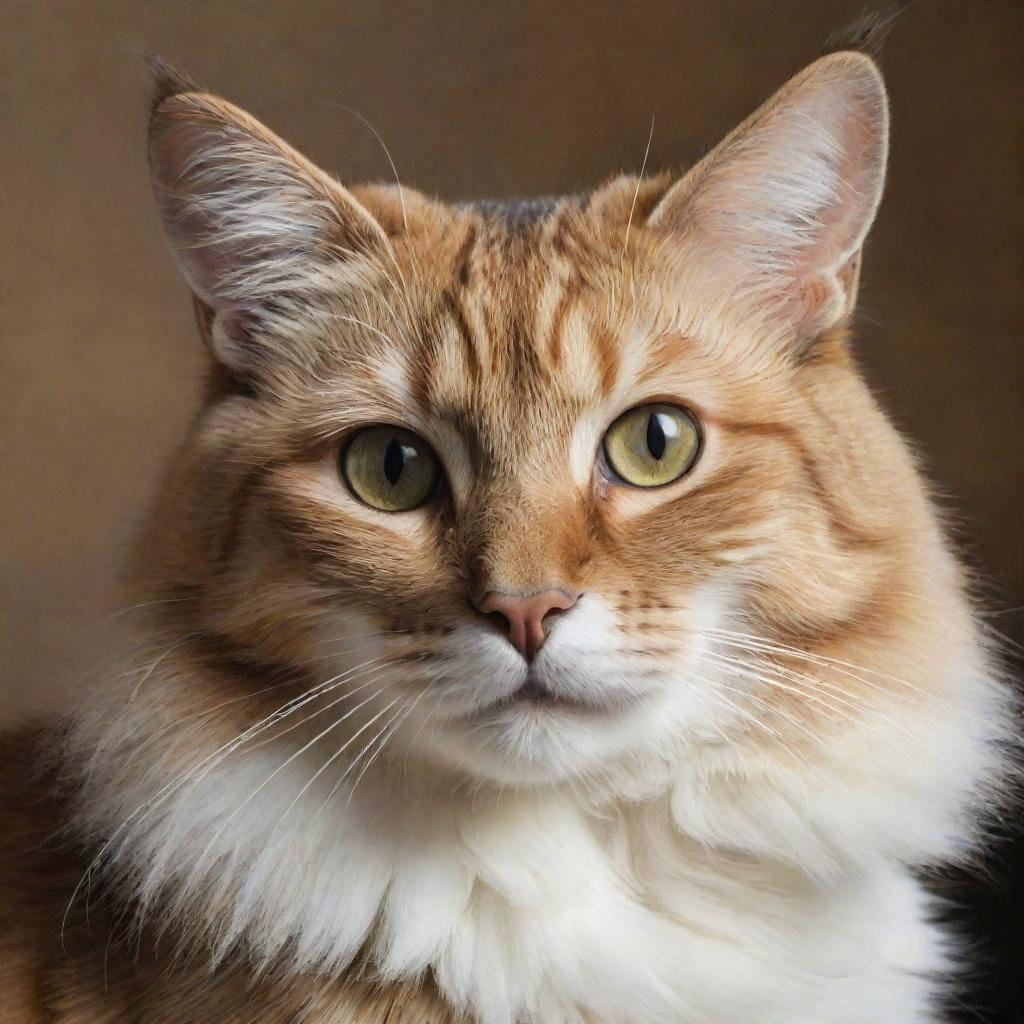 Create a beautifully detailed and stunning portrait of a cherished feline, capturing its grace, warmth, and distinctive features that hold many loving memories.