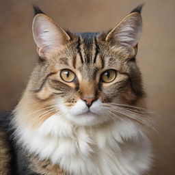 Create a beautifully detailed and stunning portrait of a cherished feline, capturing its grace, warmth, and distinctive features that hold many loving memories.