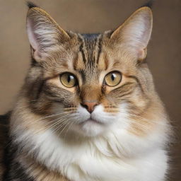 Create a beautifully detailed and stunning portrait of a cherished feline, capturing its grace, warmth, and distinctive features that hold many loving memories.