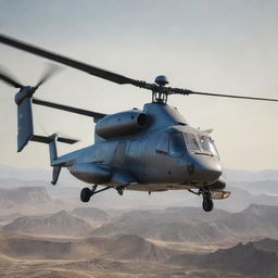 A seamless fusion between the sleek V-280 Valor helicopter and the distinct Vertibirds from the Fallout series, preserving the unique features of both vehicles.