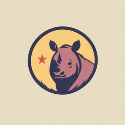 Modify the party logo, the rhino head symbol now possesses glowing red eyes, a lone star remains above its head. The backdrop is a banyan tree and yellow bamboo trees frame both sides of the logo.