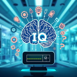 An engaging graphic representation of the concept of measuring the IQ of artificial intelligence (AI)