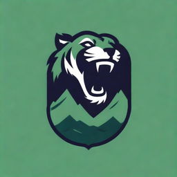 Design a soccer club logo featuring a ferocious tiger and five majestic green mountains.