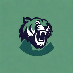 Design a soccer club logo featuring a ferocious tiger and five majestic green mountains.