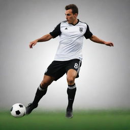 Create a vector-styled image of a soccer player mid-action.