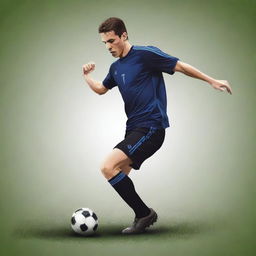 Create a vector-styled image of a soccer player mid-action.