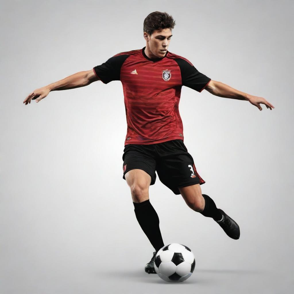 Create a vector-styled image of a soccer player mid-action.