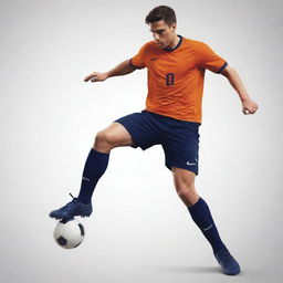 Create a vector-styled image of a soccer player mid-action.