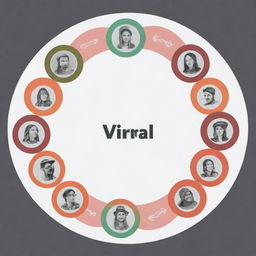 Create a large circle labeled 'Viral Posts' with smaller circles inside it labeled with various types of viral content such as memes, news articles, and videos. Arrows should be drawn from the smaller circles indicating a relationship to the central 'Viral Posts' circle.