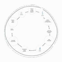 Draw a large circle labeled as 'Viral Posts' encompassing smaller circles for viral content types like memes, news articles, and videos. Arrows connect smaller circles to 'Viral Posts', showing their relationship. Other circles represent research methods like 'Content Analysis', 'Social Network Analysis' and 'Sentiment Analysis', connected with data collection and analysis tools. Circle this visualization with key points mentioned like 'Impact on Behavior', 'Influence on Public Opinion', 'Strate