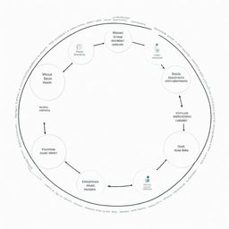 Draw a large circle labeled as 'Viral Posts' encompassing smaller circles for viral content types like memes, news articles, and videos. Arrows connect smaller circles to 'Viral Posts', showing their relationship. Other circles represent research methods like 'Content Analysis', 'Social Network Analysis' and 'Sentiment Analysis', connected with data collection and analysis tools. Circle this visualization with key points mentioned like 'Impact on Behavior', 'Influence on Public Opinion', 'Strate