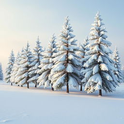 An enchanting scene depicting a living, moving stand of snow-covered pines, gracefully migrating together across a winter landscape