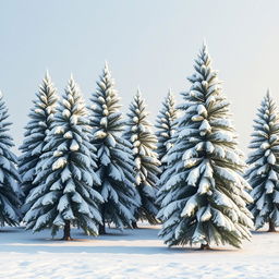 An enchanting scene depicting a living, moving stand of snow-covered pines, gracefully migrating together across a winter landscape