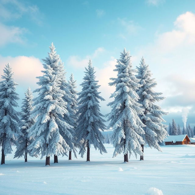 A surreal scene depicting a stand of rime-covered pines, their branches frosted with sparkling ice crystals, as they appear to be migrating together in unison towards an arctic settlement