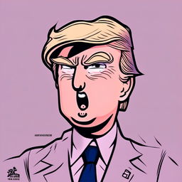 Anime-style manga illustration profile picture of Donald Trump with exaggerated features, detailed line art, and monochromatic color scheme.