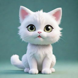 An adorable anime-style cat with large sparkling eyes, delicate furry details, and playful body posture. Rendered in vivid colors, the character emanates an aura of charm and cuteness.