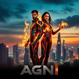 An exhilarating cinematic sci-fi futuristic action film poster titled 'AGNI'