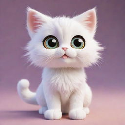 An adorable anime-style cat with large sparkling eyes, delicate furry details, and playful body posture. Rendered in vivid colors, the character emanates an aura of charm and cuteness.