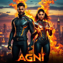 An exhilarating cinematic sci-fi futuristic action film poster titled 'AGNI'