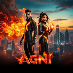 An exhilarating cinematic sci-fi futuristic action film poster titled 'AGNI'