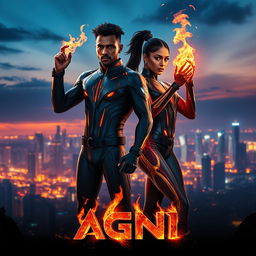 An exhilarating cinematic sci-fi futuristic action film poster titled 'AGNI'