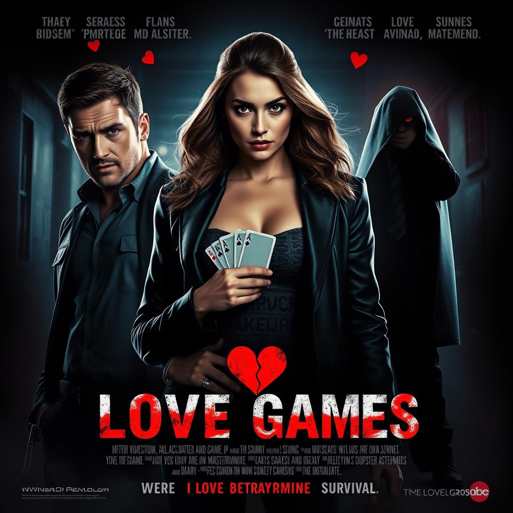 A cinematic action crime thriller film poster titled 'Love Games'