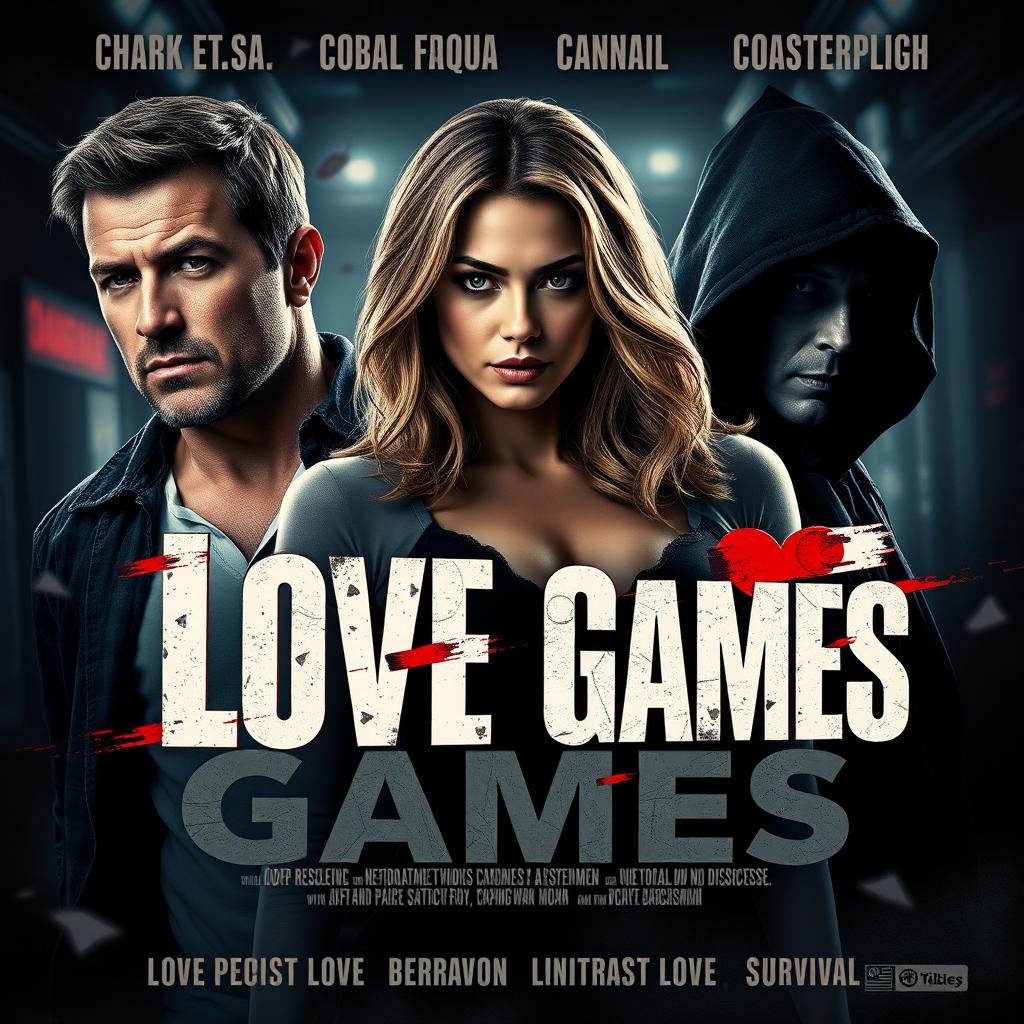 A cinematic action crime thriller film poster titled 'Love Games'