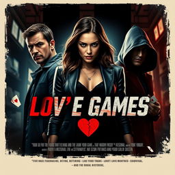 A cinematic action crime thriller film poster titled 'Love Games'