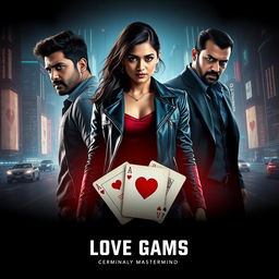 A cinematic action crime sci-fi thriller film poster titled 'Love Games'