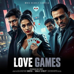 A cinematic action crime sci-fi thriller film poster titled 'Love Games'