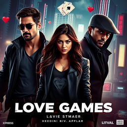 A cinematic action crime sci-fi thriller film poster titled 'Love Games'