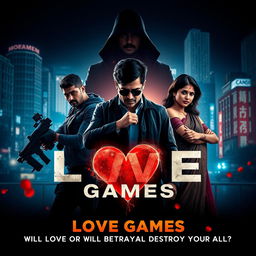 A cinematic action crime sci-fi thriller film poster titled 'Love Games'