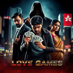 A cinematic action crime sci-fi thriller film poster titled 'Love Games'