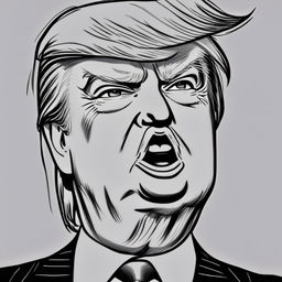 Hand-drawn black and white intense anime-style profile picture of Donald Trump with exaggerated features and detailed line art.