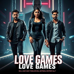 A cinematic action crime sci-fi thriller film poster titled 'Love Games'