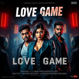 A cinematic action crime sci-fi thriller film poster titled 'Love Game'